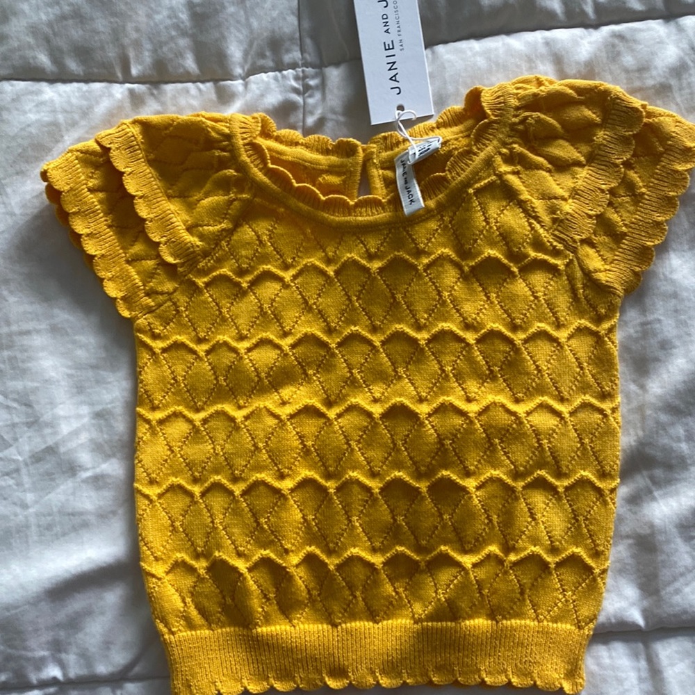 Yellow baby sweater from Jeanie and Jack